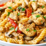 A photo showing cajun chicken pasta in a bowl.