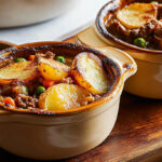 A photo showing 2 mini lamb hot pots that have just come out the over.