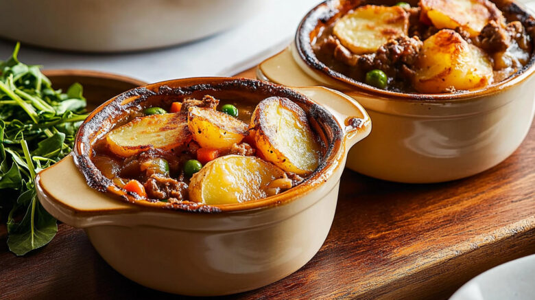 A photo showing 2 mini lamb hot pots that have just come out the over.